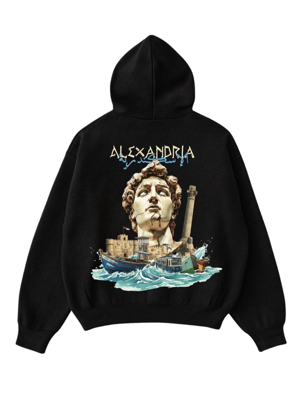 Demotic Alexandria Themed Black Hoodie