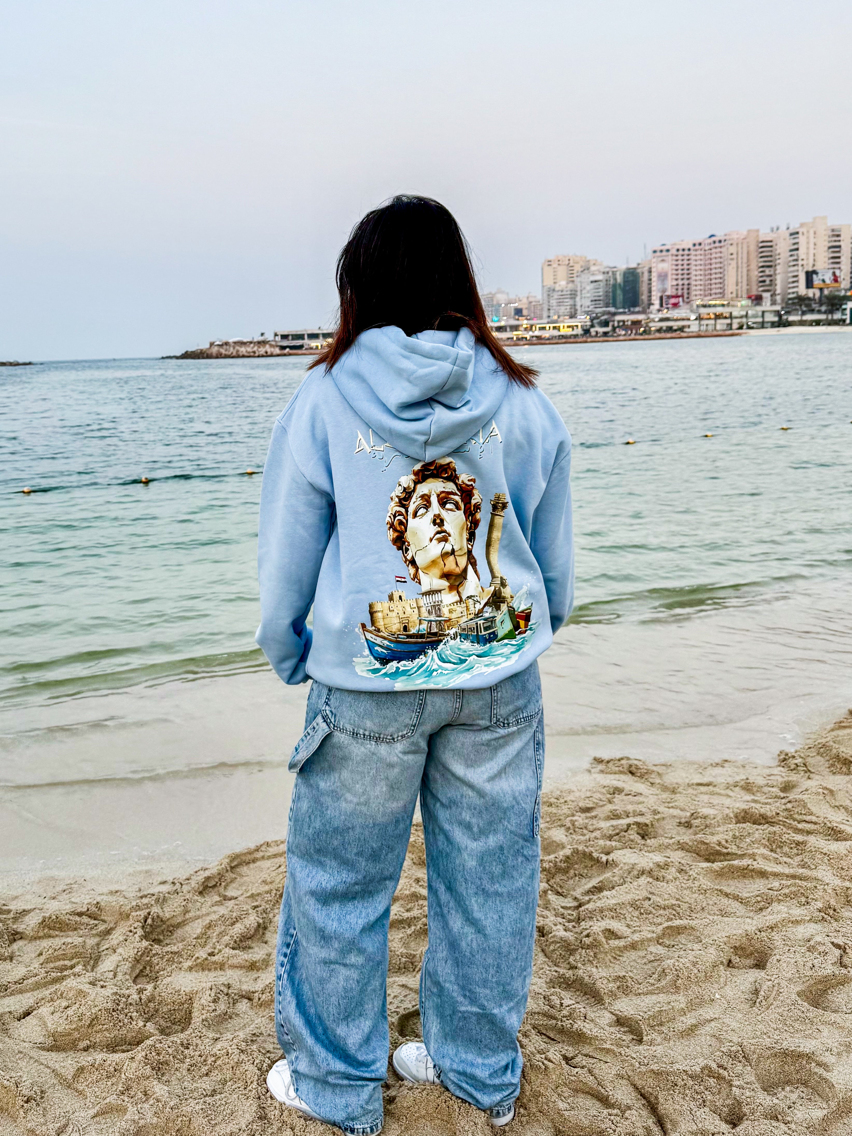 Demotic Alexandria themed Baby-Blue Hoodie