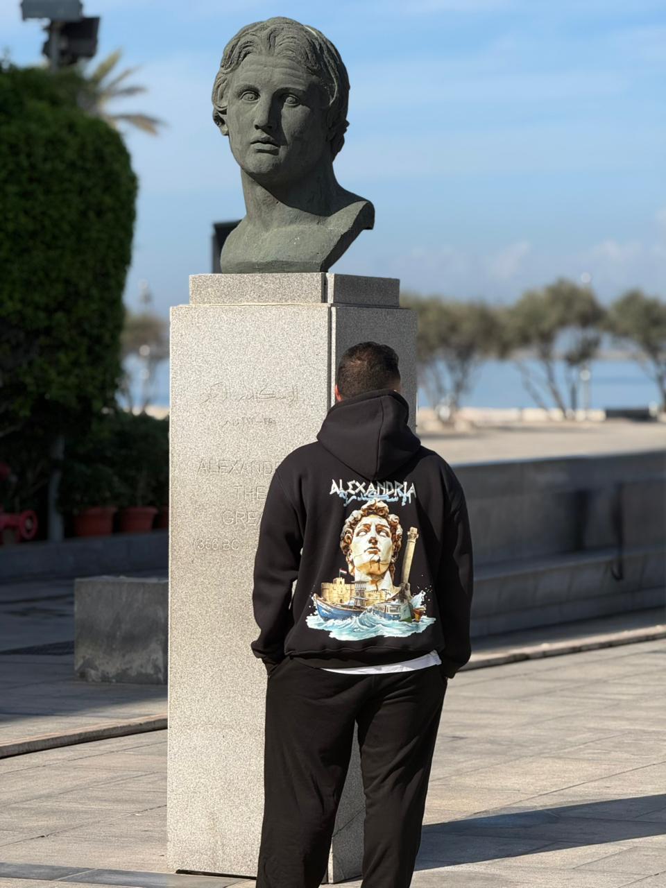 Demotic Alexandria Themed Black Hoodie