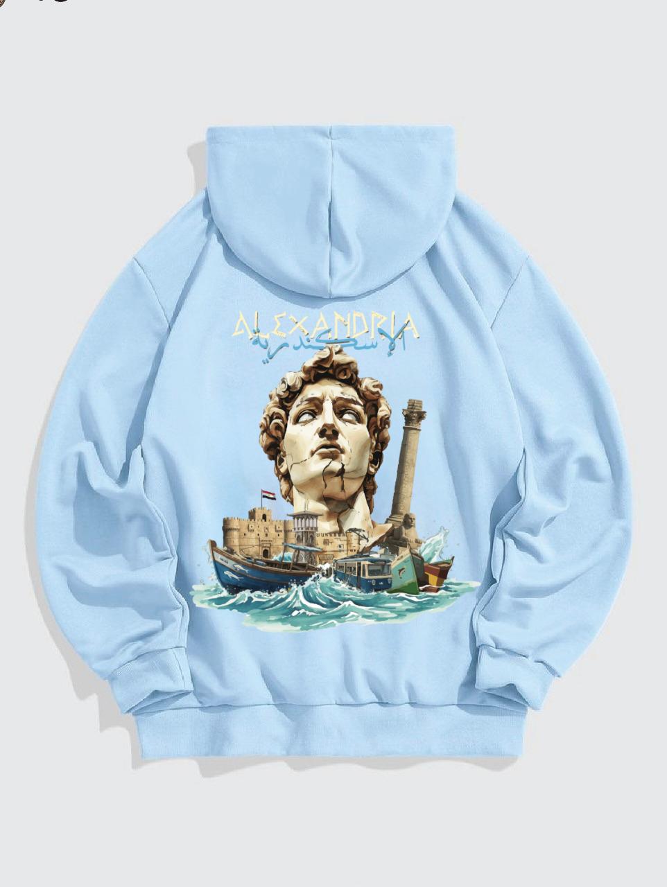 Demotic Alexandria themed Baby-Blue Hoodie